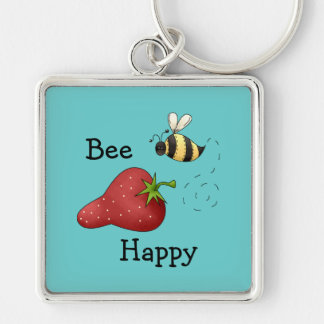 Porte-clés Bee Happy Strawberry Print Art
