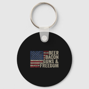 Porte-clés Beer Bacon Guns & Dom - Bbq Vintage Drapeau Usa D