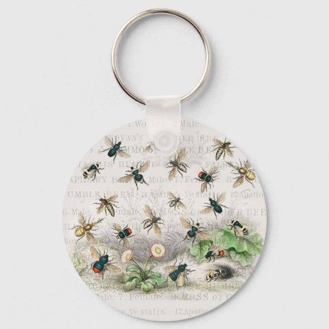 Porte-clés Bees Honey Worker Queen Nature Antique Bee (Recto)