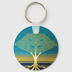Porte-clés Bel Arbre d'or de la vie Porte - clé
