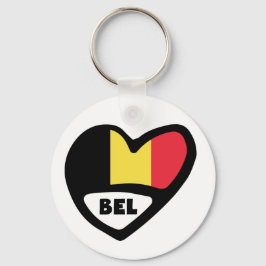 Porte-clés Belgique Code Pays Drapeau Clavier Coeur BEL