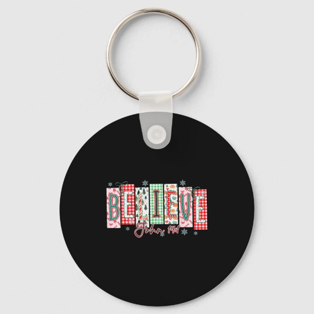 Porte-clés Believe Christmas Santa Coquette Bow Women Girls  (Recto)