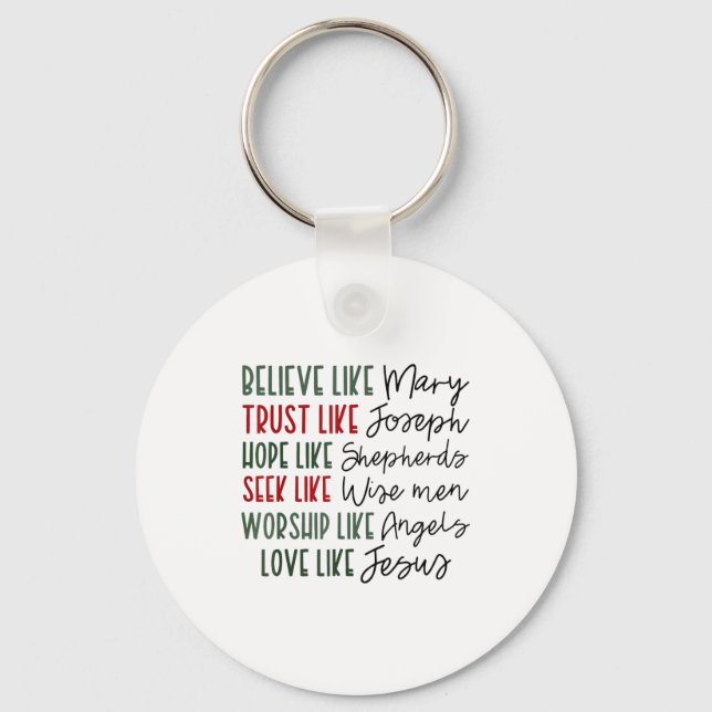 Porte-clés Believe Trust Hope Seek Like Shepherds Christian C (Recto)