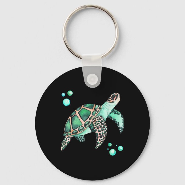 Porte-clés Belle aquarelle de tortue marine (Recto)