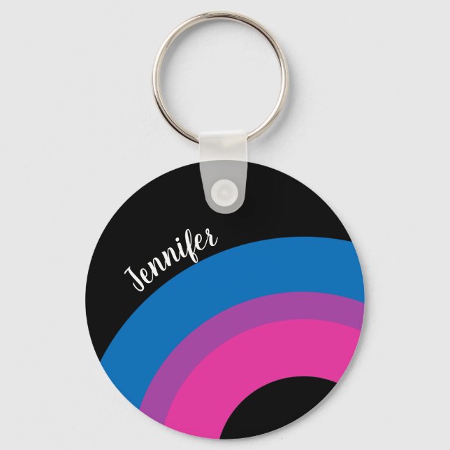 Porte-clés Belle Bisexual Fierté Drapeau mignon Personnalisé (Recto)