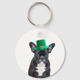 Porte-clés Belle Chien de taureau français avec la Saint-Patr