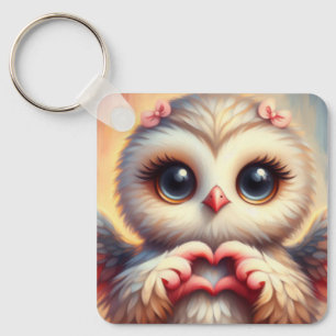 Porte-clés Belle Chouette Coeur d'Amour