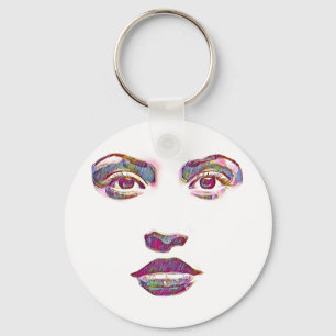 Porte-clés belle femme abstraite face maquillage beauté art