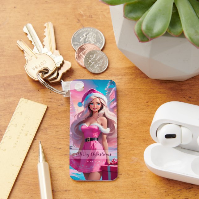 Porte-clés Belle fille de Noël rose 01 (Bureau)