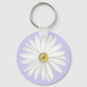 Porte-clés Belle fleur de marguerite sur fond pervenche clair