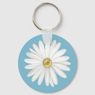 Porte-clés Belle Fleur marguerite sur Turquoise Turquoise