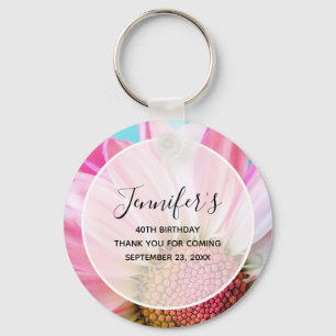 Porte-clés Belle Fleur rose Gros plan Photo Anniversaire