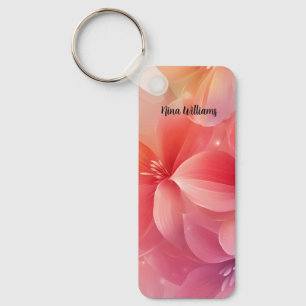 Porte-clés Belle Fleur rose romantique