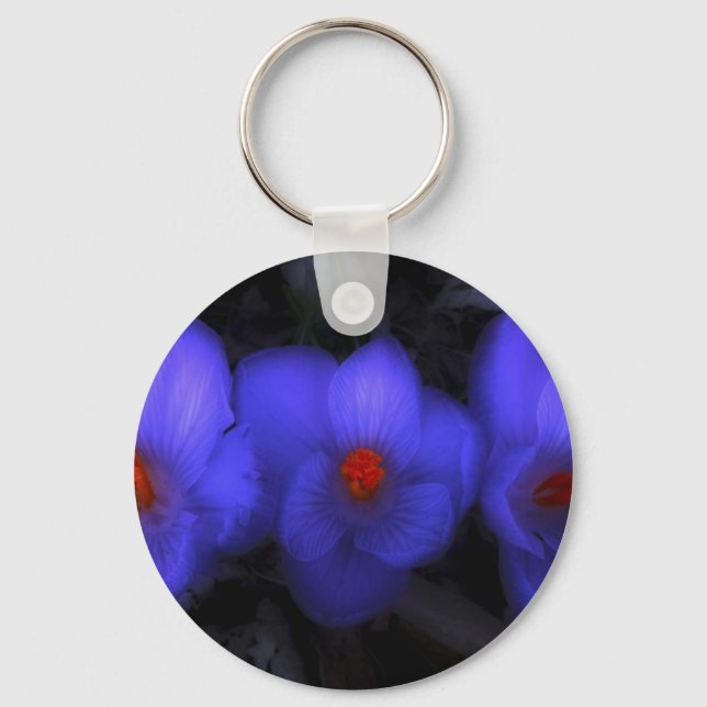 Porte-clés Belle floraison de crocus bleu pourpre (Recto)