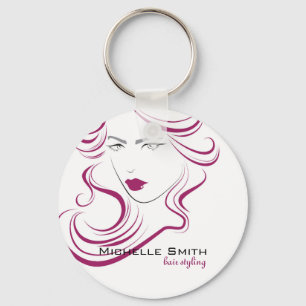 Porte-clés Belle icône fille cheveux violet cheveux coiffure 