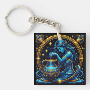 Porte-clés Belle illustration numérique du signe du Verseau