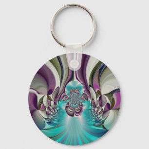 Porte-clés Belle impression Angélique Purple et Cyan Abstrait