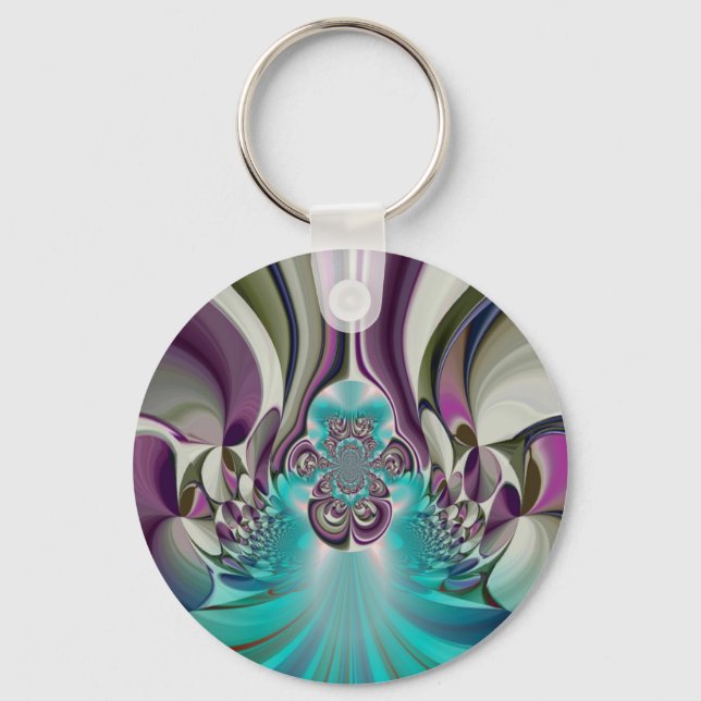 Porte-clés Belle impression Angélique Purple et Cyan Abstrait (Recto)