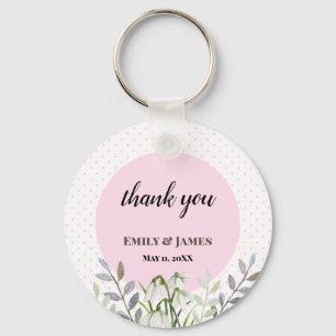 Porte-clés Belle Mariage Blancs neige Pois roses