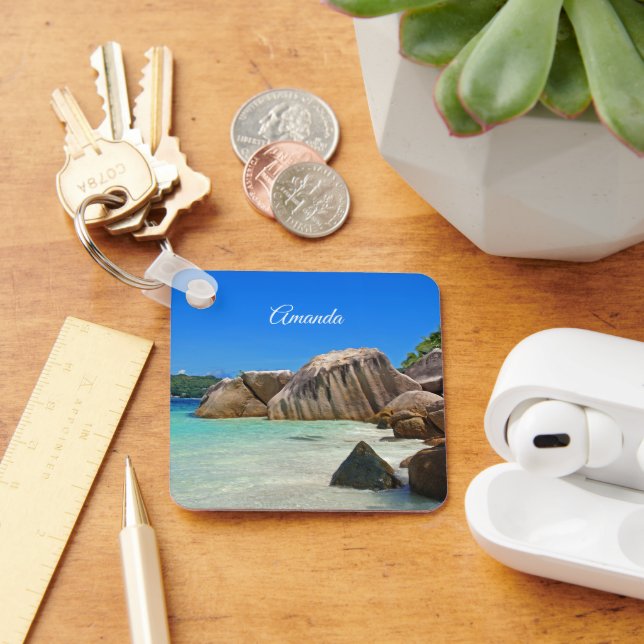Porte-clés Belle Mer Tropicale avec Côte Rocheuse Couverte (Bureau)