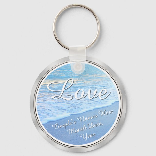 Porte-clés Belle plage personnalisée Faveurs de mariage (Recto)