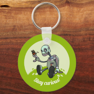 Porte-clés Belle Robot & Papillon Restez Curieux ! Dessin
