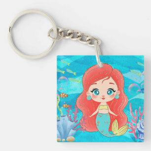 Porte-clés Belle sirène RED HAIR jouant dans la mer