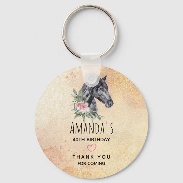 Porte-clés Belle tête de cheval Portrait d'aquarelle Annivers (Recto)