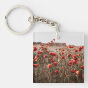 Porte-clés belles fleurs de coquelicot