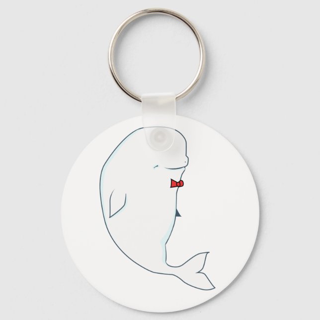 Porte-clés béluga de kawaii avec cravate rouge (Recto)