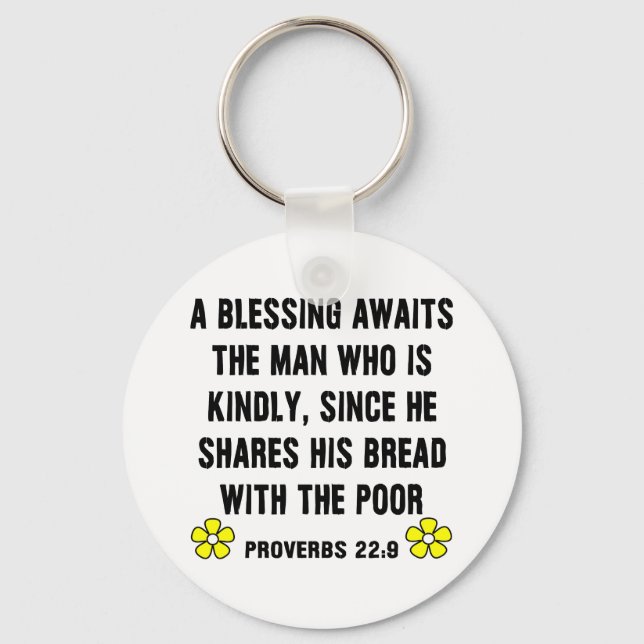 Porte-clés Bénédiction des proverbes 22:9 (Recto)