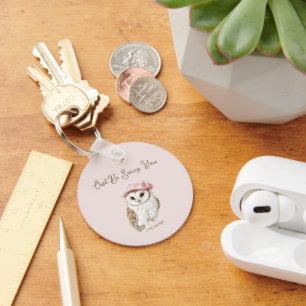 Porte-clés Béret Rose Marron Hibou Blanc À Revoir