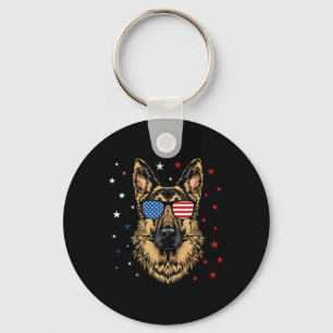 Porte-clés Berger Allemand Américain Patriotique Drapeau Usa 