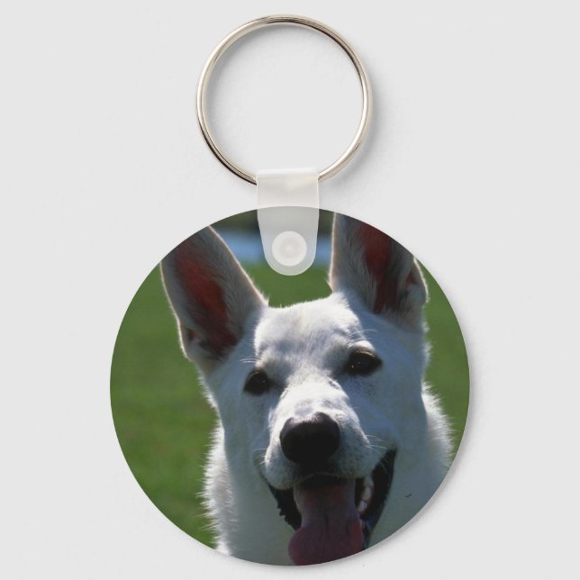 Porte-clés Berger allemand blanc (Recto)