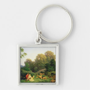 Porte-clés Berger et bergère dans un paysage allemand