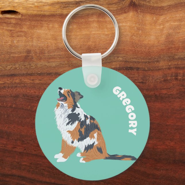 Porte-clés Bergers australiens Chiens australiens Personnalis (Recto)