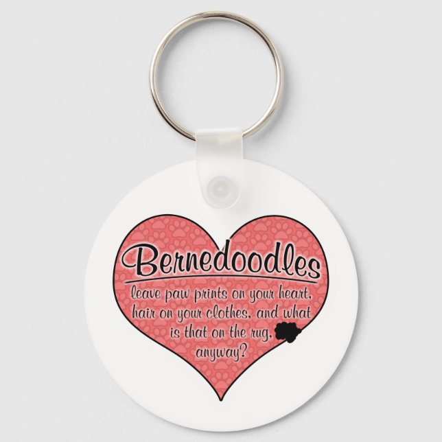 Porte-clés Bernedoodle Empreintes de pattes Humour de chien (Recto)