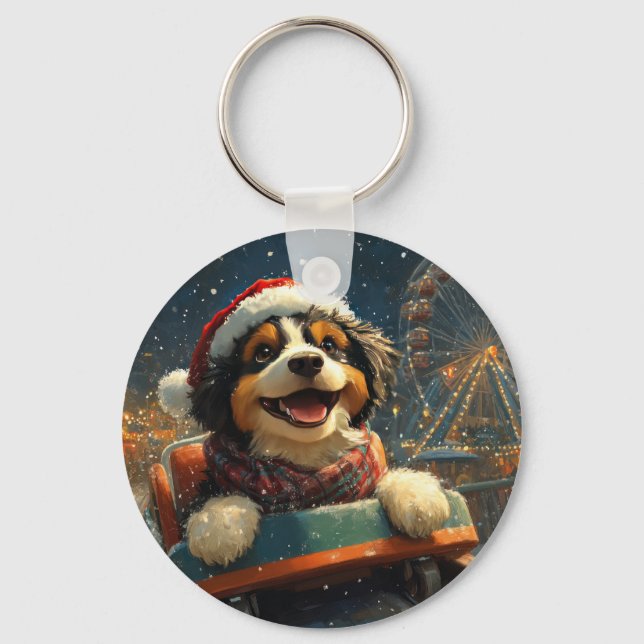 Porte-clés Bernedoodle Roller Dessous de verre Noël (Recto)