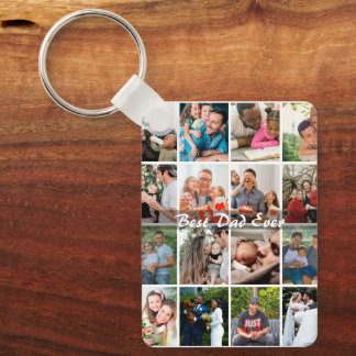 Porte-clés Best Dad Ever 16 Photo Collage Personalized Father