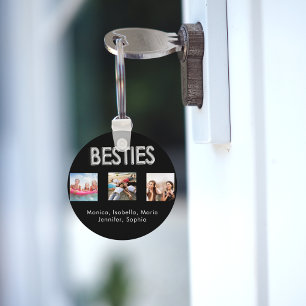 Porte-clés Best friends forever BFF photo names black silver