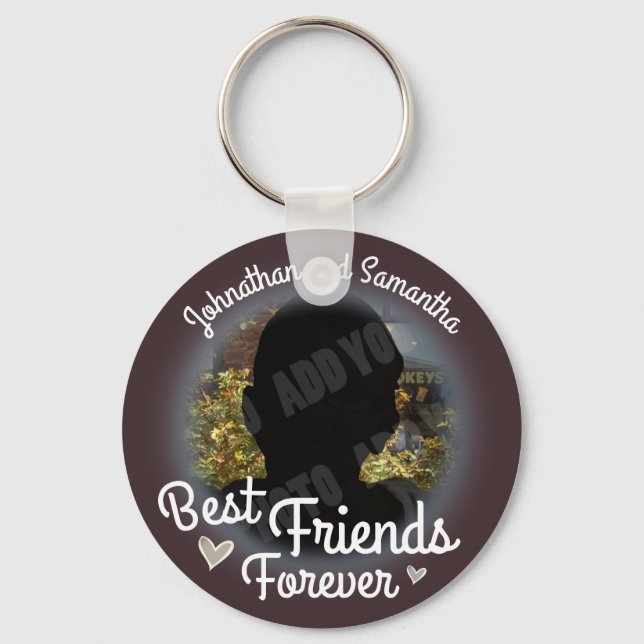 Porte-clés Best Friends Forever Fun Script photo ronde (Recto)