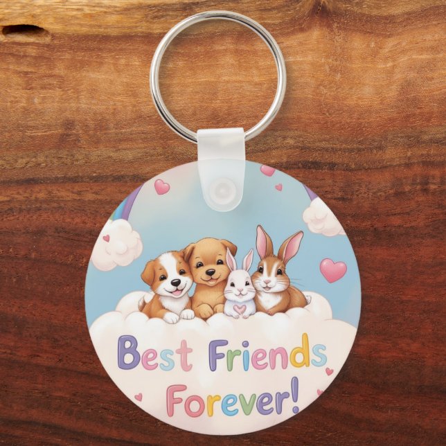 Porte-clés Best Friends Forever with Cute Cats (Recto)