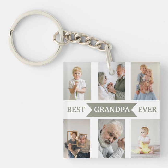 Porte-clés Best Grandpa Ever | Custom Photos Keychain (Devant)