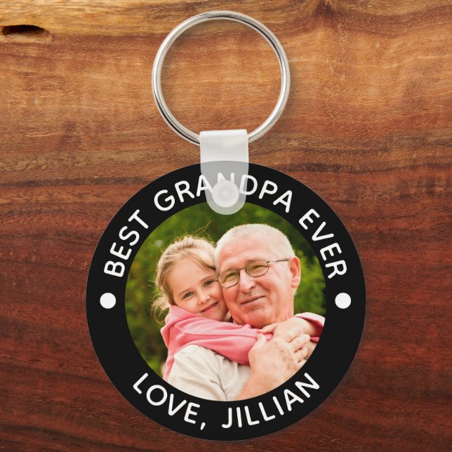 Porte-clés BEST GRANDPA JAMAIS photo personnalisée (Recto)