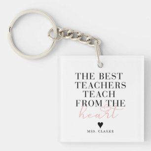 Porte-clés Best Teacher Heart Script Moderne ChicTeacher Cade