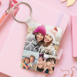 Porte-clés Besties Script 3 Photo Best Friends Collage BFFs