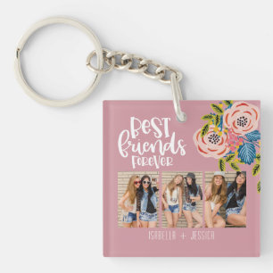 Porte-clés BFF Floral Photo Collage Best Friends Forever Keyc