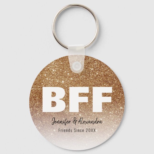 Porte-clés BFF Gold Parties scintillant Personnalisé Meilleur (Recto)