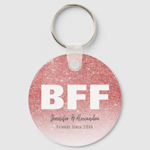 Porte-clés BFF Rose Gold Parties scintillant Personnalisé Bes