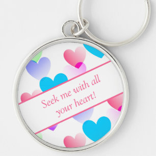 Porte-clés Bible personnalisée Verse Coeurs ronds Rosy Rose